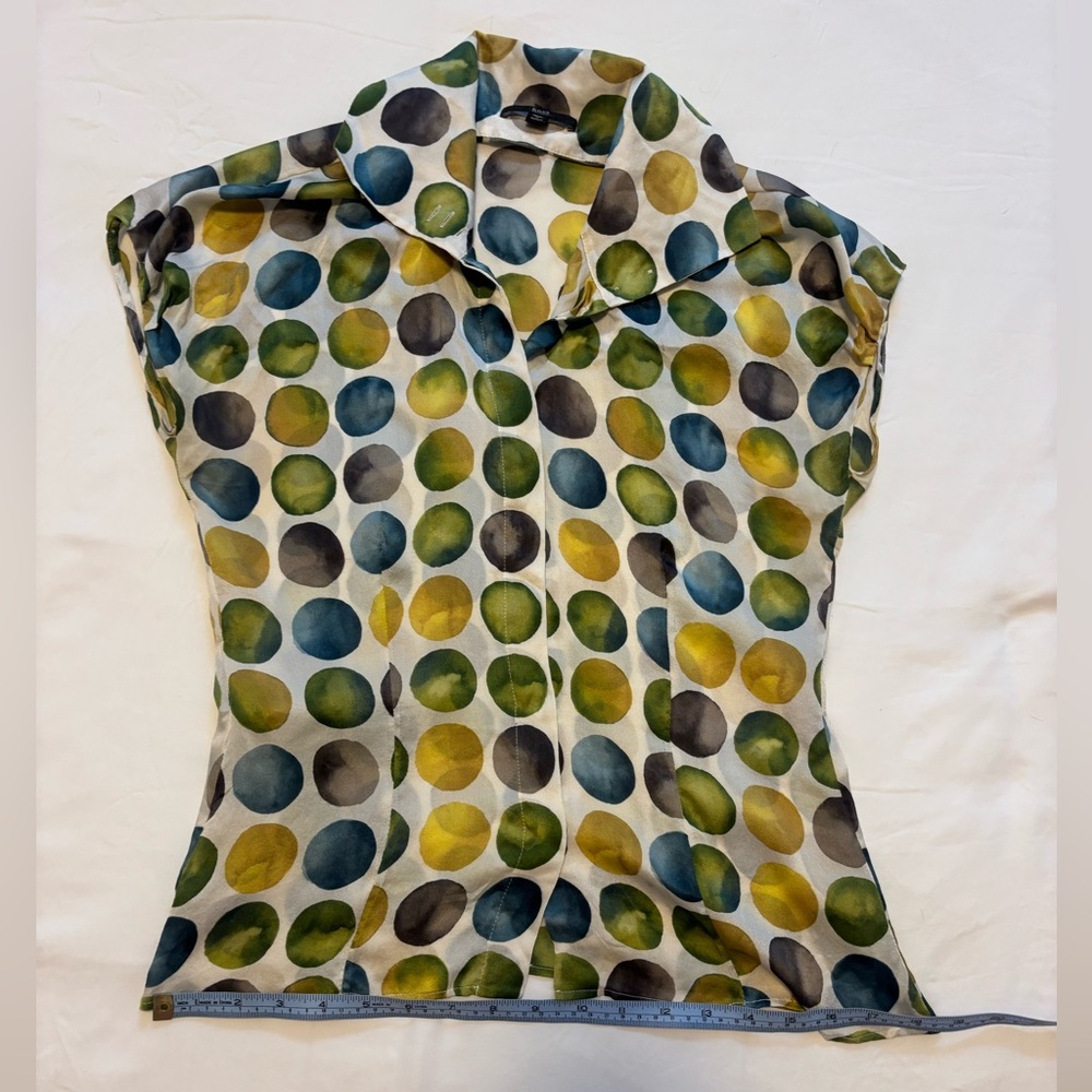 Boss Polka Dot Satin Blouse in Green, Blue, Yellow, Gray